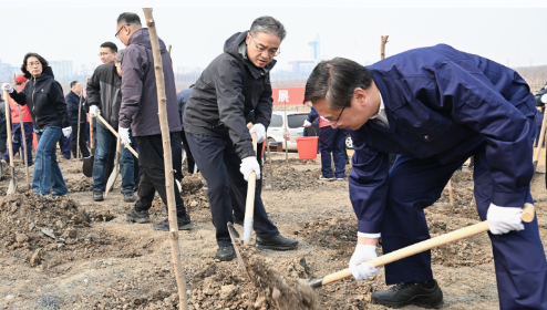 市领导在西露天矿参加义务植树活动